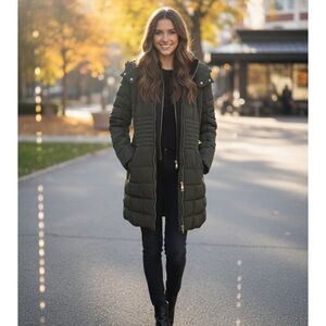 GUESS Women's Dark Green Puffer Jacket